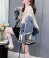 Denim patchwork cardigan